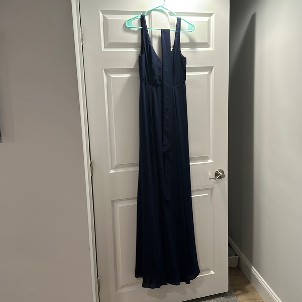 Show me your mumu small navy blue long dress.